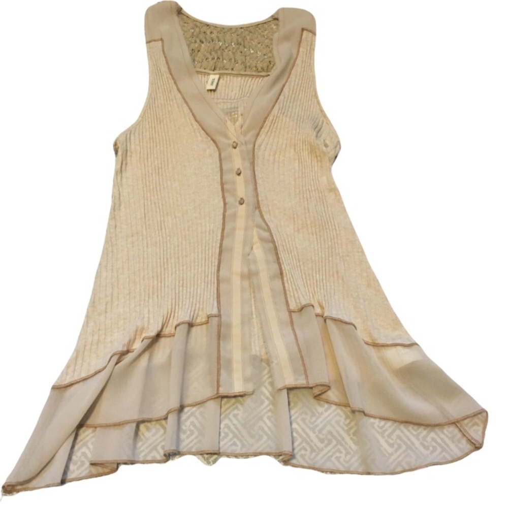 Tiny sleeveless ribbed boho blouse XS